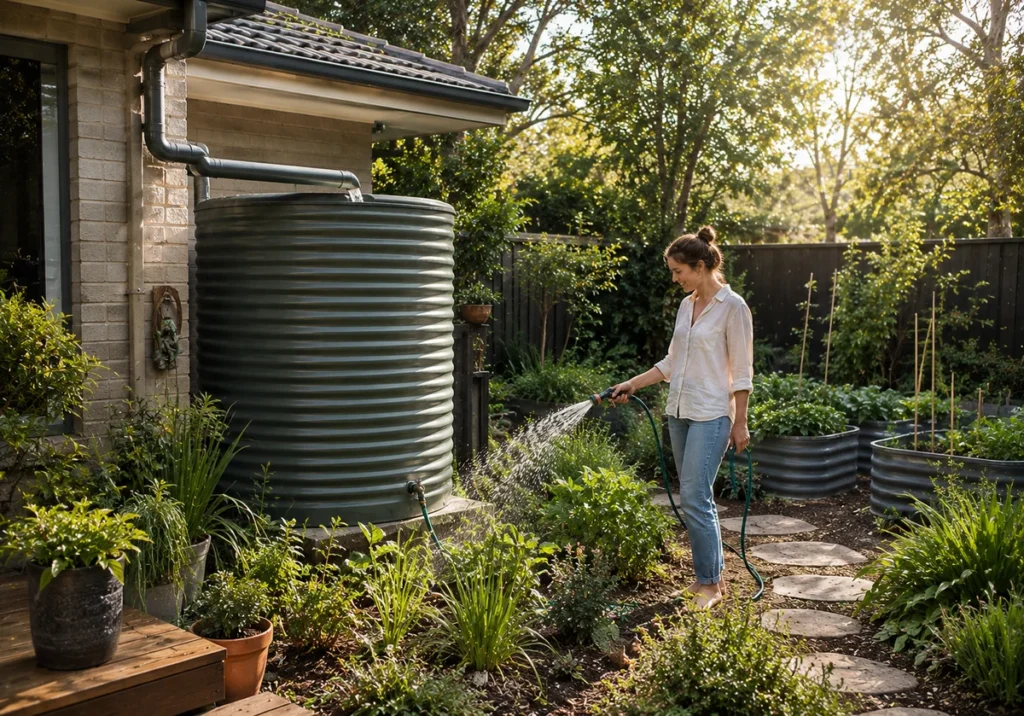 Patio Furniture, Water Harvesting and the Details That Tie It Together